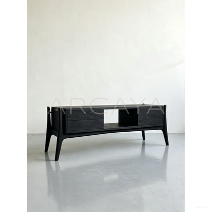 Minimalist Black Ash Tv Stand - scene
