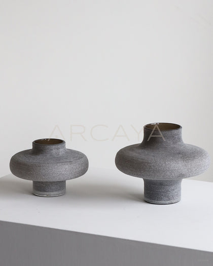 Wabi Sabi Sand Grey Textured Glass Vase - scene