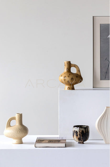 Vintage Handled Irregular Ceramic Vase - scene