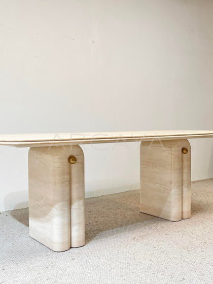 Wabi Sabi Travertine Dining Table - scene
