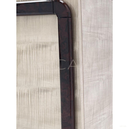 Cream Leather Ebony Curved Frame Six Drawer Chest - scene