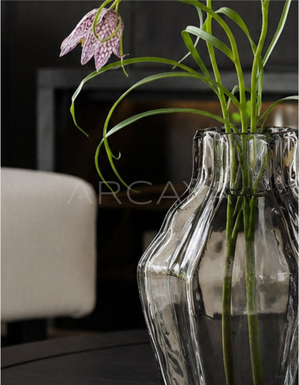 Ribbed Smoked Glass Vase - scene