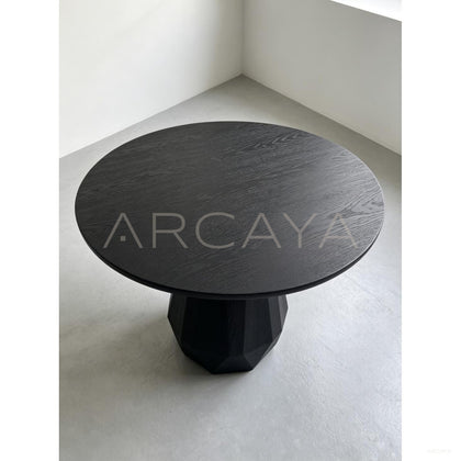 Ash Wood Round Dining Table - scene