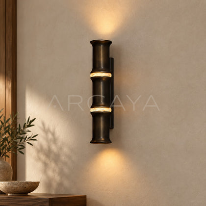 Black Gold Bamboo Joint Wall Light 80650 - main