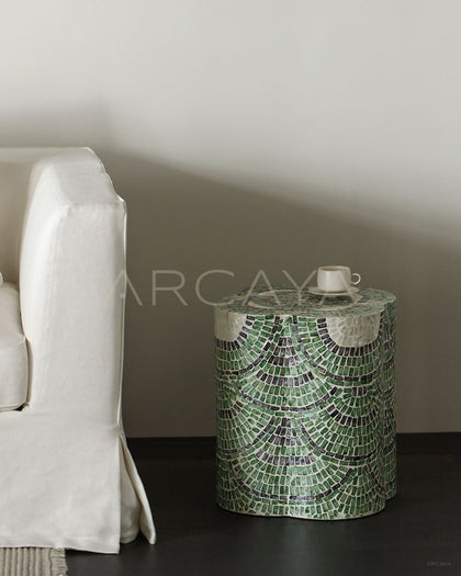 Shell Inlay Side Table Shelf - scene