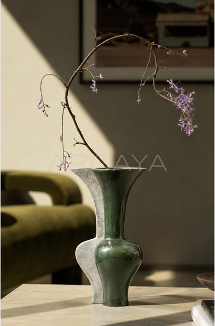 Wabi Sabi Two Tone Irregular Ceramic Vase - scene