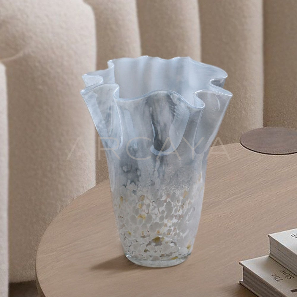 Mid Century Glass Vase Wide Mouth - main