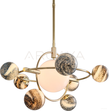 Stone Planet Orbit Multi Globe Pendant Light 60184 - scene