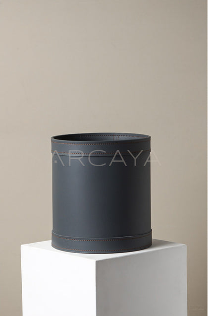Leather Storage Bucket Laundry Bin - scene