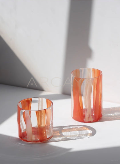 Minimalist Striped Clear Glass Vase - scene