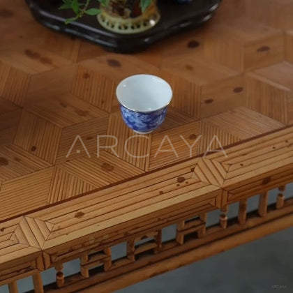 Marquetry Bamboo Rectangular Tea Table - detail