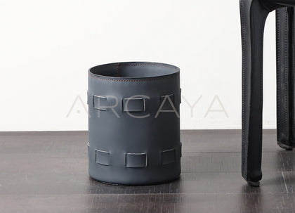 Handwoven Leather Storage Bucket - scene