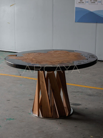 Custom Solid Wood Resin Round Table - scene