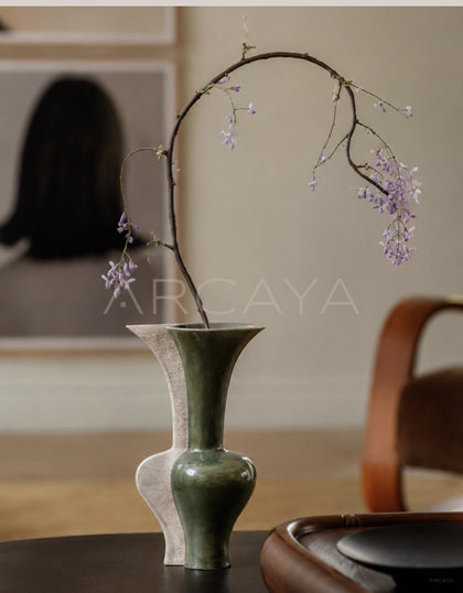 Wabi Sabi Two Tone Irregular Ceramic Vase - scene