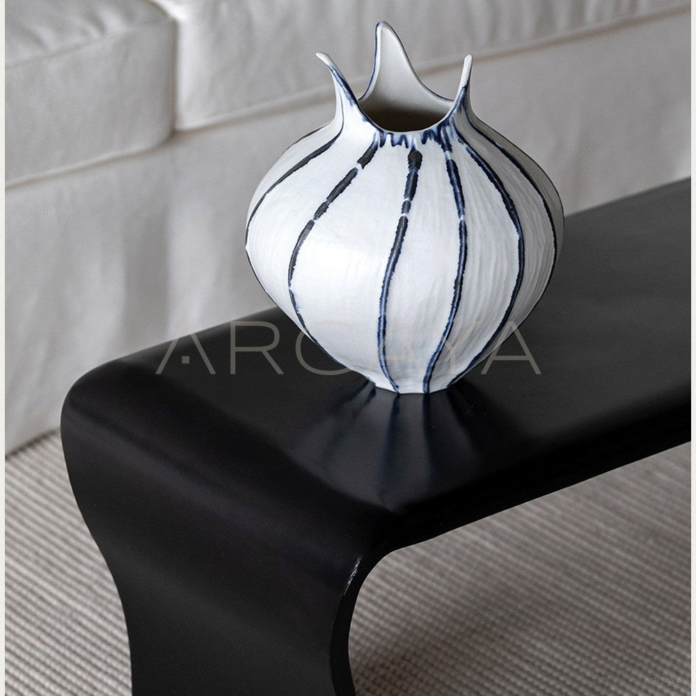 Dadan Hand Painted Blue Line Bud Vase - main