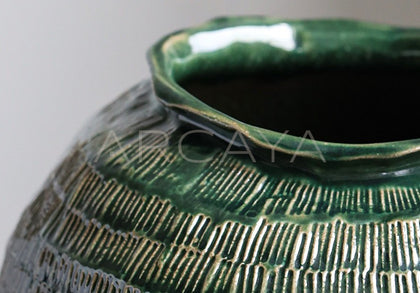 Handmade Textured Irregular Round Belly Vase - scene