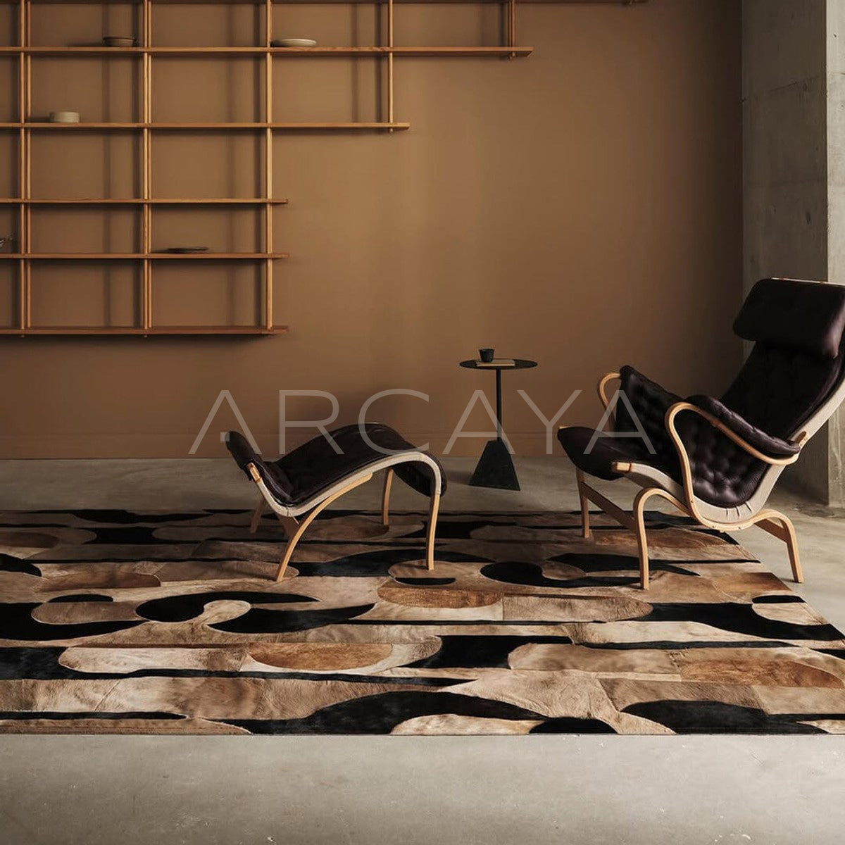 Mid Century Dark Textured Rug in detail
