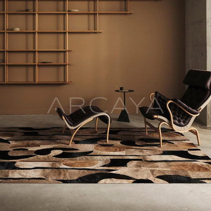 Mid Century Dark Textured Rug - scene