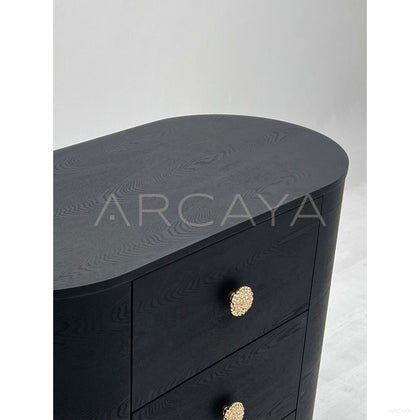 Curved Black Wood Sideboard - scene