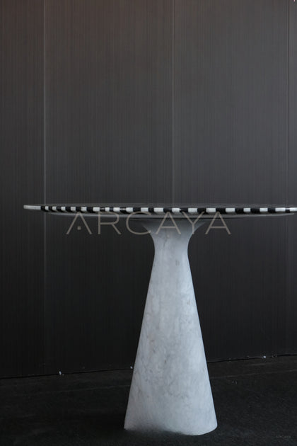 Marble Round Dining Table Small Space - scene
