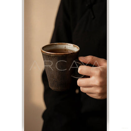 Amu Collab Black Glaze Ribbed Stoneware Mug - scene