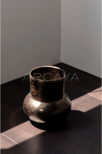 Vintage Distressed Bronze Ceramic Vase - scene