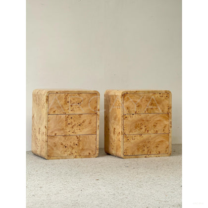 Art Burl Veneer Nightstand - scene