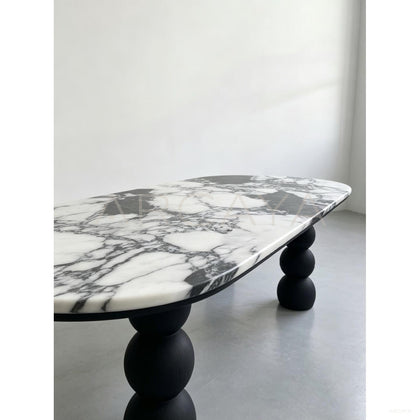 Ash Wood Marble Art Dining Table - scene