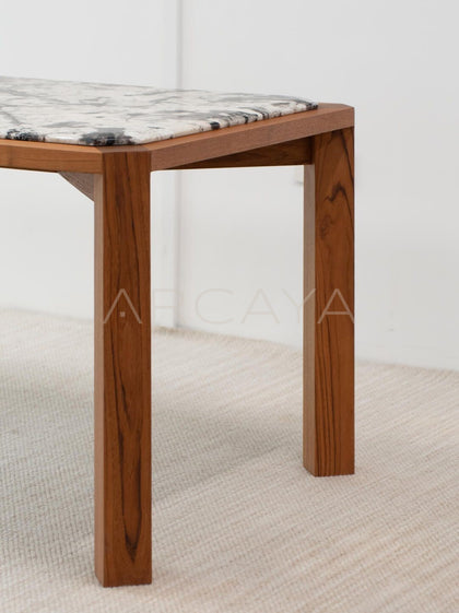 Burmese Teak Stone Table - detail
