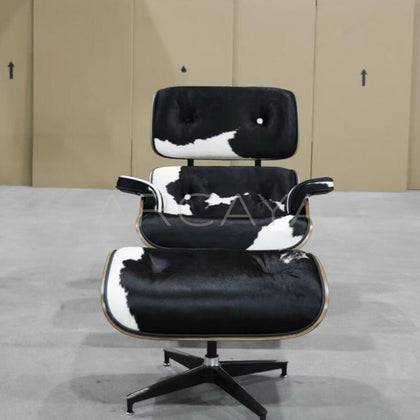 Black Leather Mid Century Lounge Chair - main