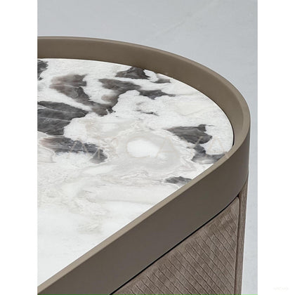 Diamond Velvet Curved Stone Sideboard - scene