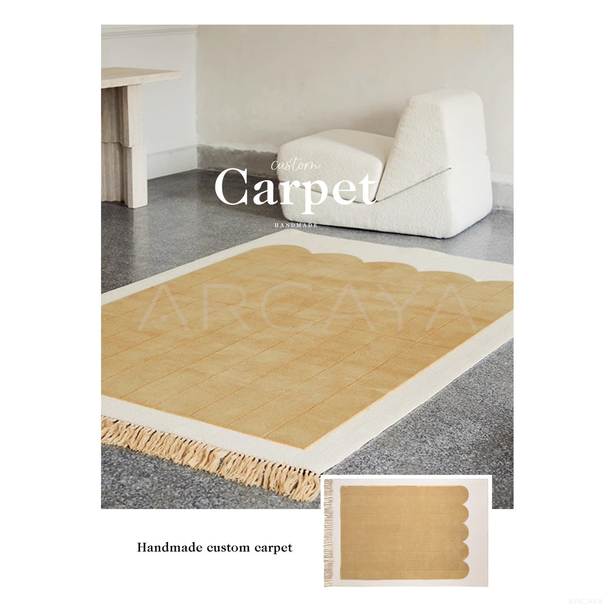 Light Yellow Stripe Fringe Rug Dsm P030 F in detail