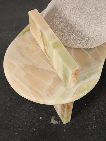 Green Beige Marble Curved Stool - scene