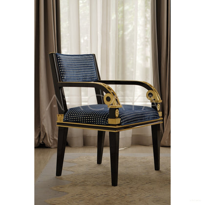 Royal Blue Gilded French Dining Set — Dining Chair - scene