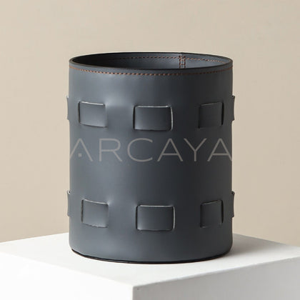 Handwoven Leather Storage Bucket - main