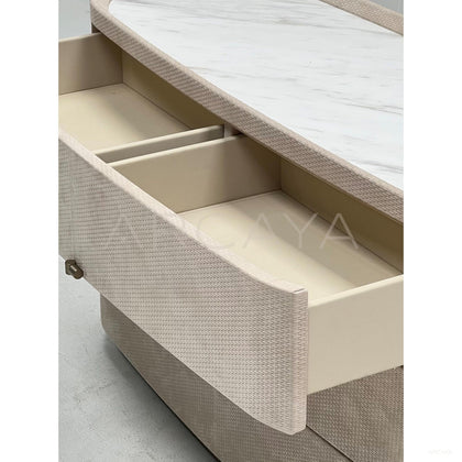 Woven Leather Matte Gold Chest Of Drawers - scene