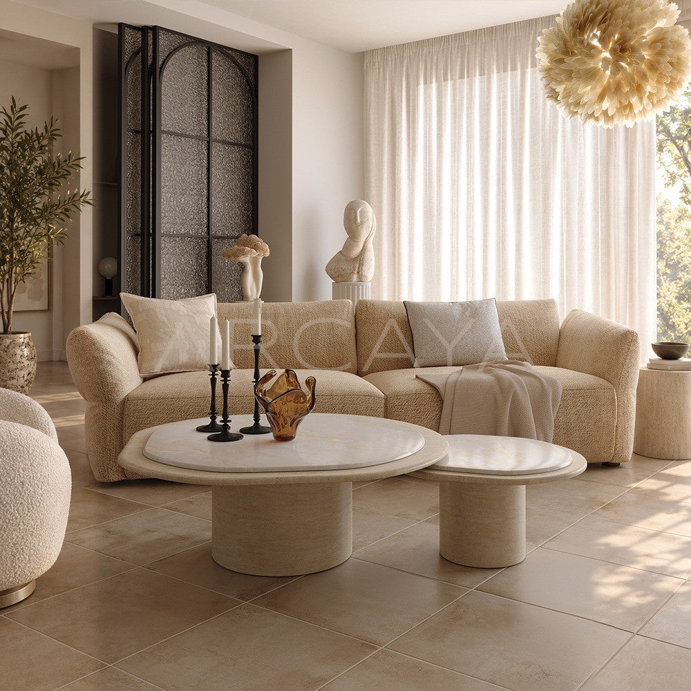 Marble Travertine Nesting Coffee Table - main