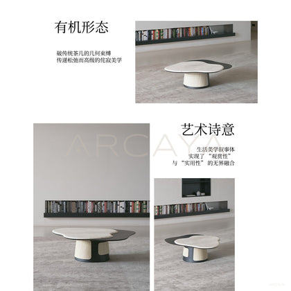 Italian Irregular Cloud Travertine Coffee Table - scene