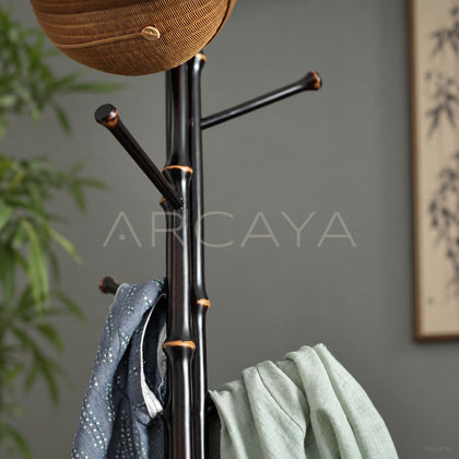 Purple Bamboo Coat Rack - scene
