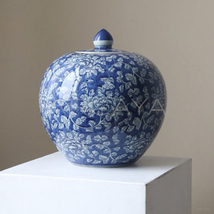 Blue White Song Aesthetic Entryway Jar Vase - main