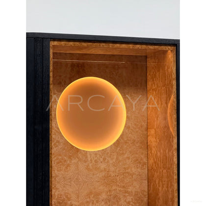 Italian Burl Wood Lighted Tall Sideboard - scene