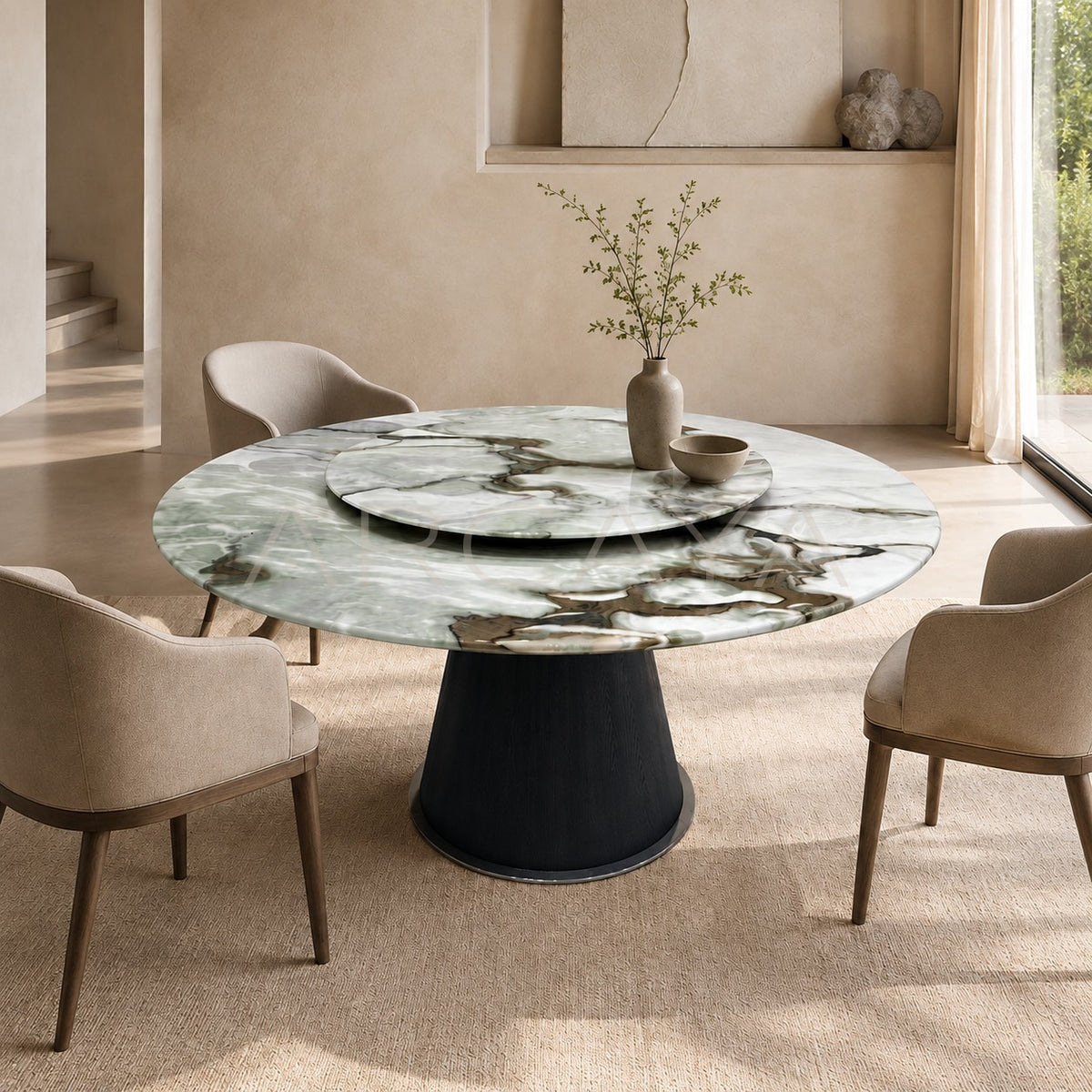Daze Fendi Jade Stone Round Dining Table - main