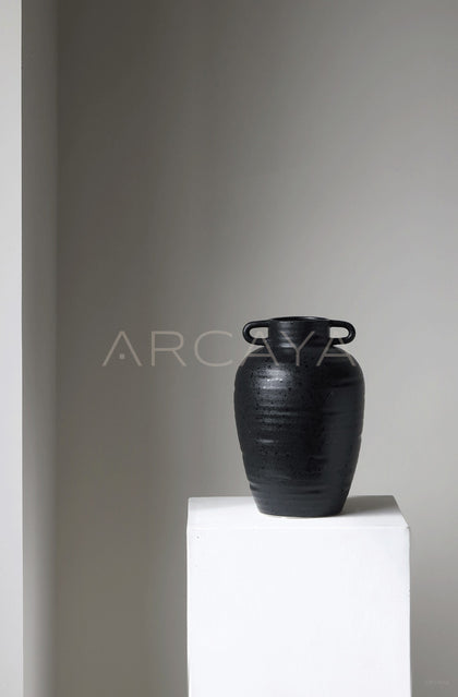 Black Double Ear Art Vase - scene