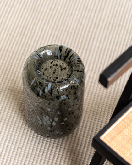 Mist Grey Speckled Glass Vase - scene