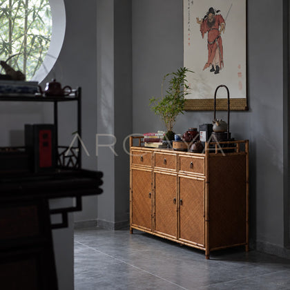 Bamboo Woven Three Door Sideboard - scene