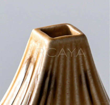 Vintage Ochre Irregular Ceramic Vase - scene