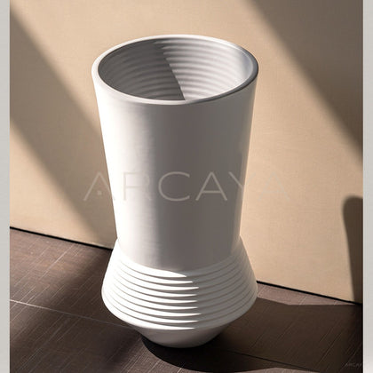 Ring Stacked Waist White Ceramic Vase - main