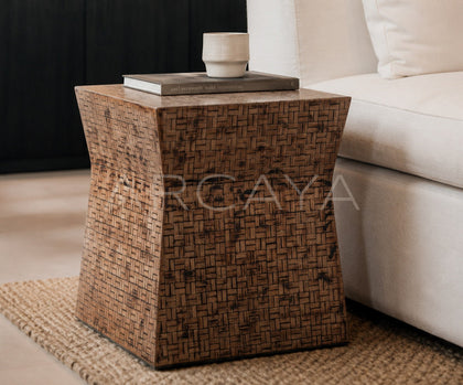 Handwoven Bamboo Side Table - scene