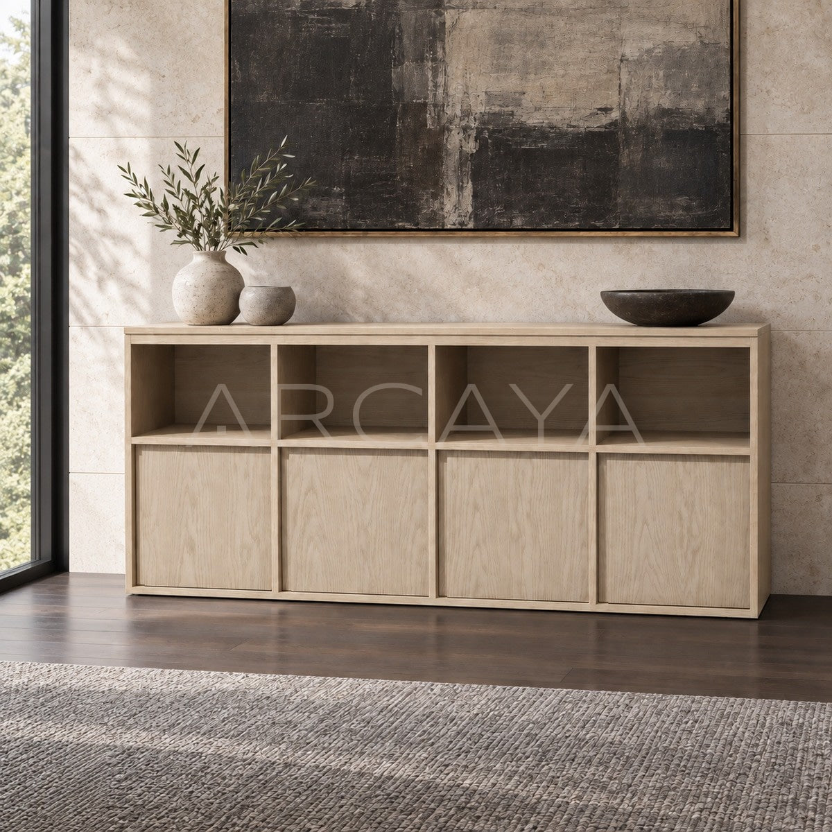 Minimalist Mid Century Solid Wood Storage Cabinet - main