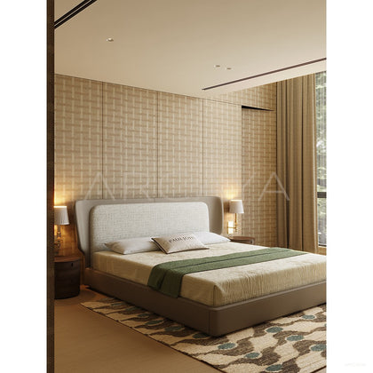 Leather Fabric Italian Wide Headboard Bed - scene